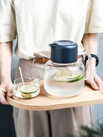 transparent glass cold water jug household large capacity cold water heat resistant borosilicate glass teapot with lid