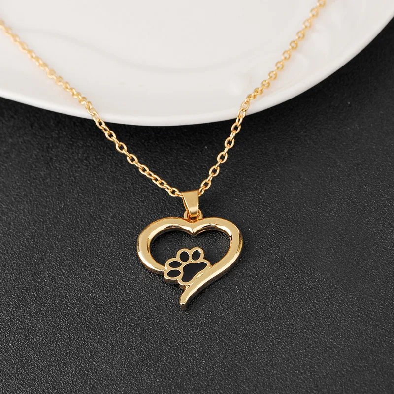 

Lovely Sweet Paw in Heart Pendant Necklace Trendy Jewelry