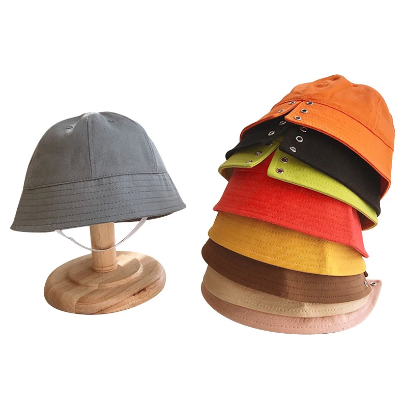 

Детские шапки 9 цветов, хлопковая Панама с веревкой для ветра, Повседневная Рыбацкая Кепка, уличные дорожные солнцезащитные кепки для девоч...