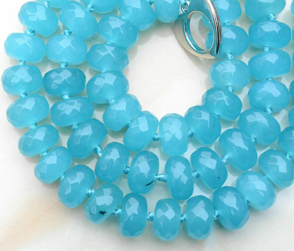 Красивое Ожерелье из бразильских аквамариновых бусин с гранеными счетами 6x10 мм 18