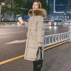 Пуховик женский зимний средней длины, с бархатной подкладкой, утепленный, цвета хаки, Повседневная Свободная хлопковая одежда в Корейском стиле, тренд 2022