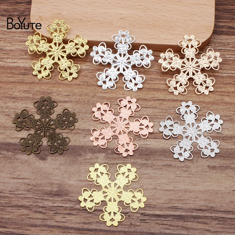 

BoYuTe (50 Pieces/Lot) 34MM Metal Brass Filigree Flower Materials Hand Made Diy Jewelry Findings Components