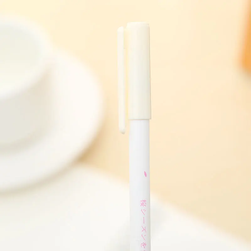 white 1pc Японская Милая гелевая ручка Sakura, Шариковая роликовая Ручка Kawaii, для школы, офиса, Kawai, для детей, для подписи, стационарная, для магазина, черная, чернильная, 0,38 мм - Цвет: white 1pc