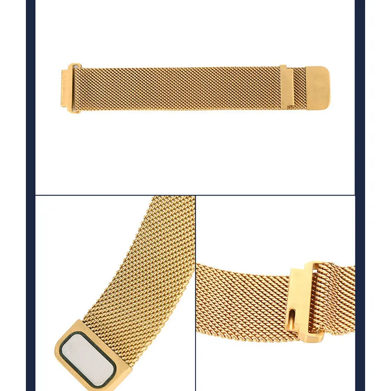 gold B57 Smartwatch Браслет из нержавеющей стали Миланская петля ремешок Магнитная застежка Hero Band 3 ремешок металлический Замена - Цвет: gold