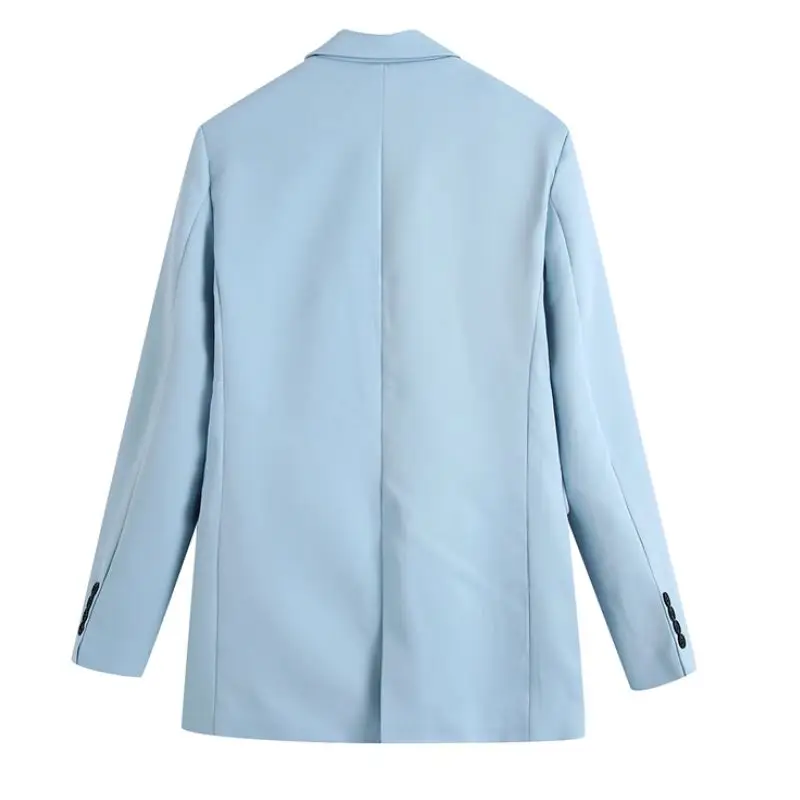 Женский офисный костюм двойка EleeMee прямой пиджак с карманами и длинным рукавом