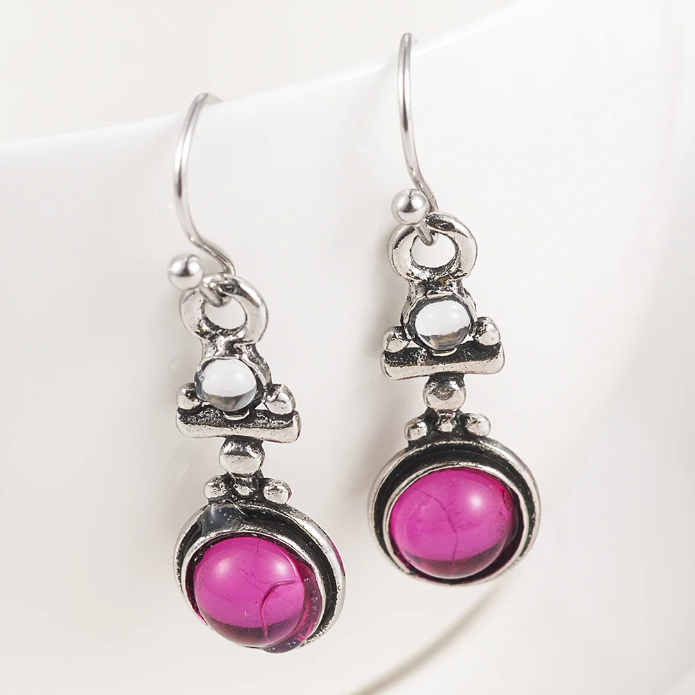 Vintage Pink Moonstone Earrings for Women, European & American Fashion Trend, Wholesale Jewelry Gift image 2