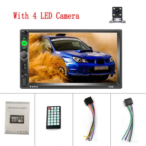 With 4 LED Camera Podofo 2 Din " HD Автомобильный мультимедийный плеер Android Авторадио MirrorLink 7010B Автомагнитола Bluetooth FM USB AUX TF Авто аудио стерео - Цвет: With 4 LED Camera