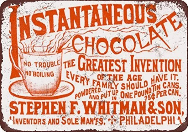 

Whitman as Instantaneous Hot Chocolate Tin Sign art wall decoration,vintage aluminum retro metal sign,iron painting