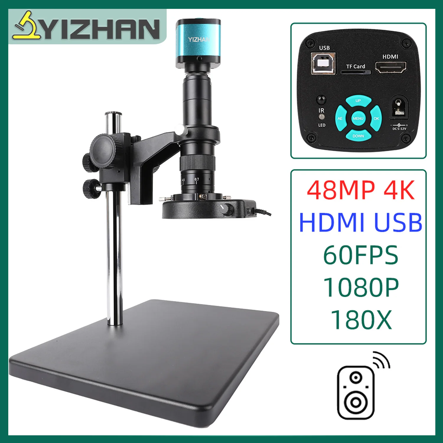 

Цифровой видеомикроскоп YIZHAN HDMI VGA USB HD камера 180X Монокуляр непрерывного увеличения 36*28 см обновленная база инструменты для пайки и ремонта