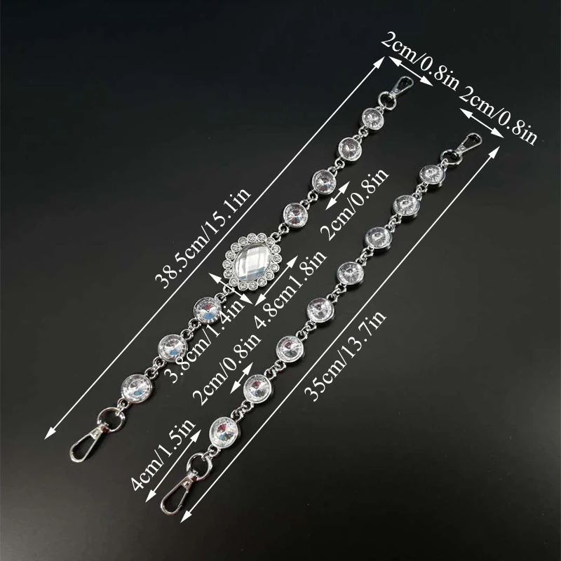 

Rhinestone Crystal Chain Bag Strap Apply to Folds Woman Bags Handmade Paste Diamond Handbags Shoulder Strap Handle Accessories