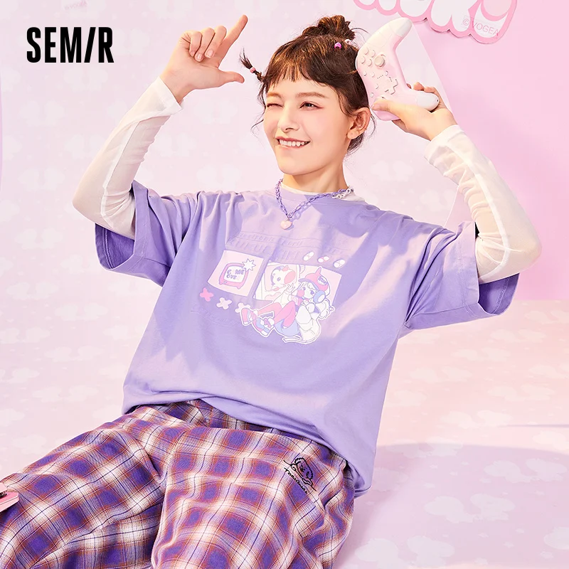 

Футболка женская SEMIR из хлопка, с коротким рукавом, очень свободная, лето 2021