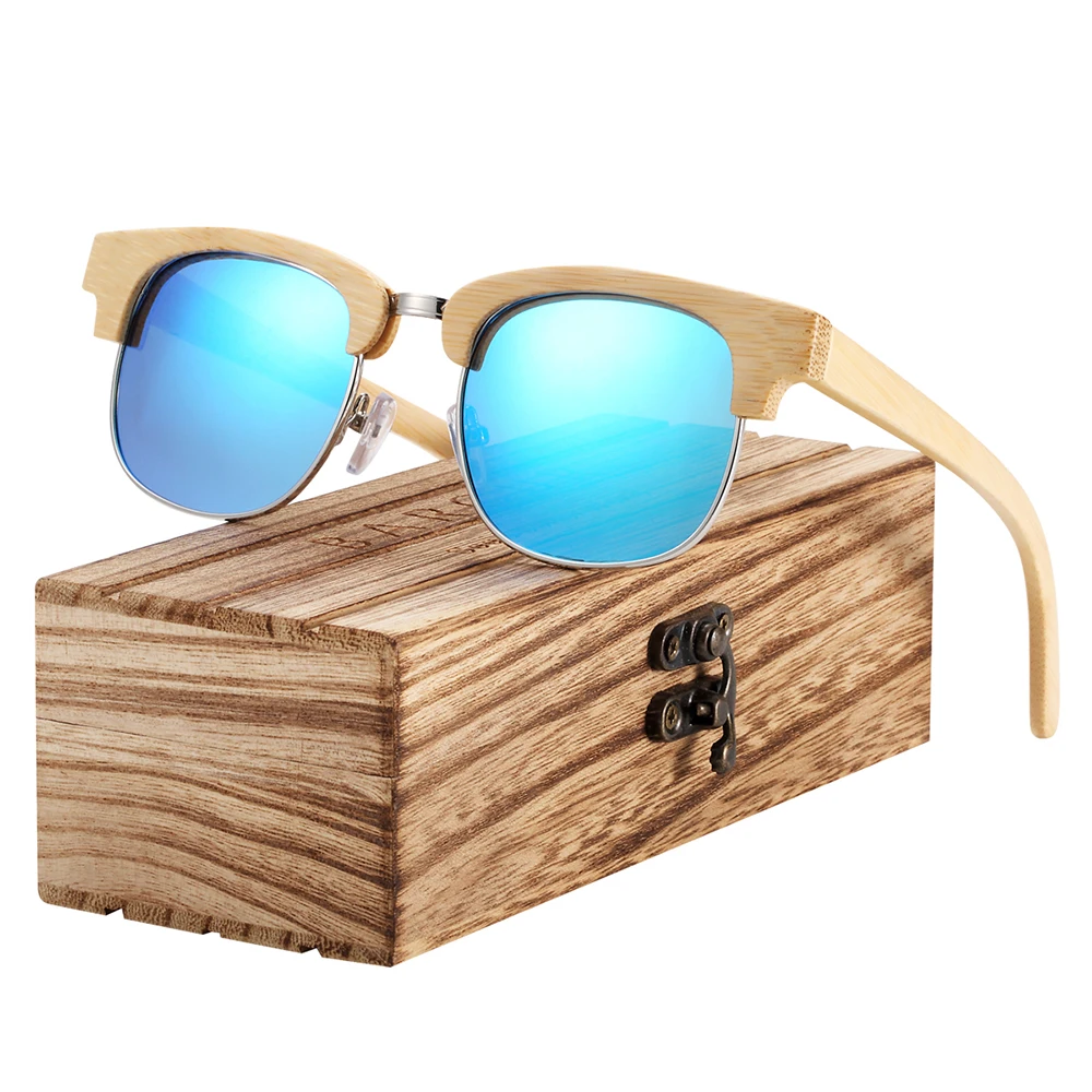 

BARCUR Wood Polarized Sunglasses Bamboo Wooden Sunglasses Beach Oculos de sol