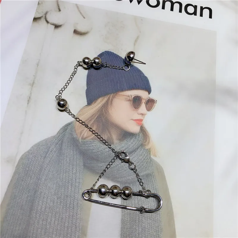 Женские и мужские серьги-гвоздики с металлической цепочкой HZ вечерние темные