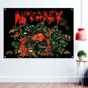 MENTAL FUNERAL Dark metal Metal Artist Banners Hanging Flag For Wall Decoration Macabre Death Art Rock Music Poster Wallpaper