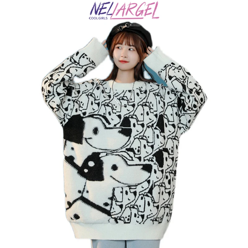 Pаспродажа NELLARGEL Y2k Kawaii Dogs свитера в стиле Харадзюку 2021 женские корейские модные уличные пуловеры для девушек винтажный вязаный свитер Pаспродажа NELLARGEL Y2k Kawaii Dogs свитера в стиле Харадзюку 2021 женские корейские модные уличные пуловеры для девушек винтажный вязаный свитер