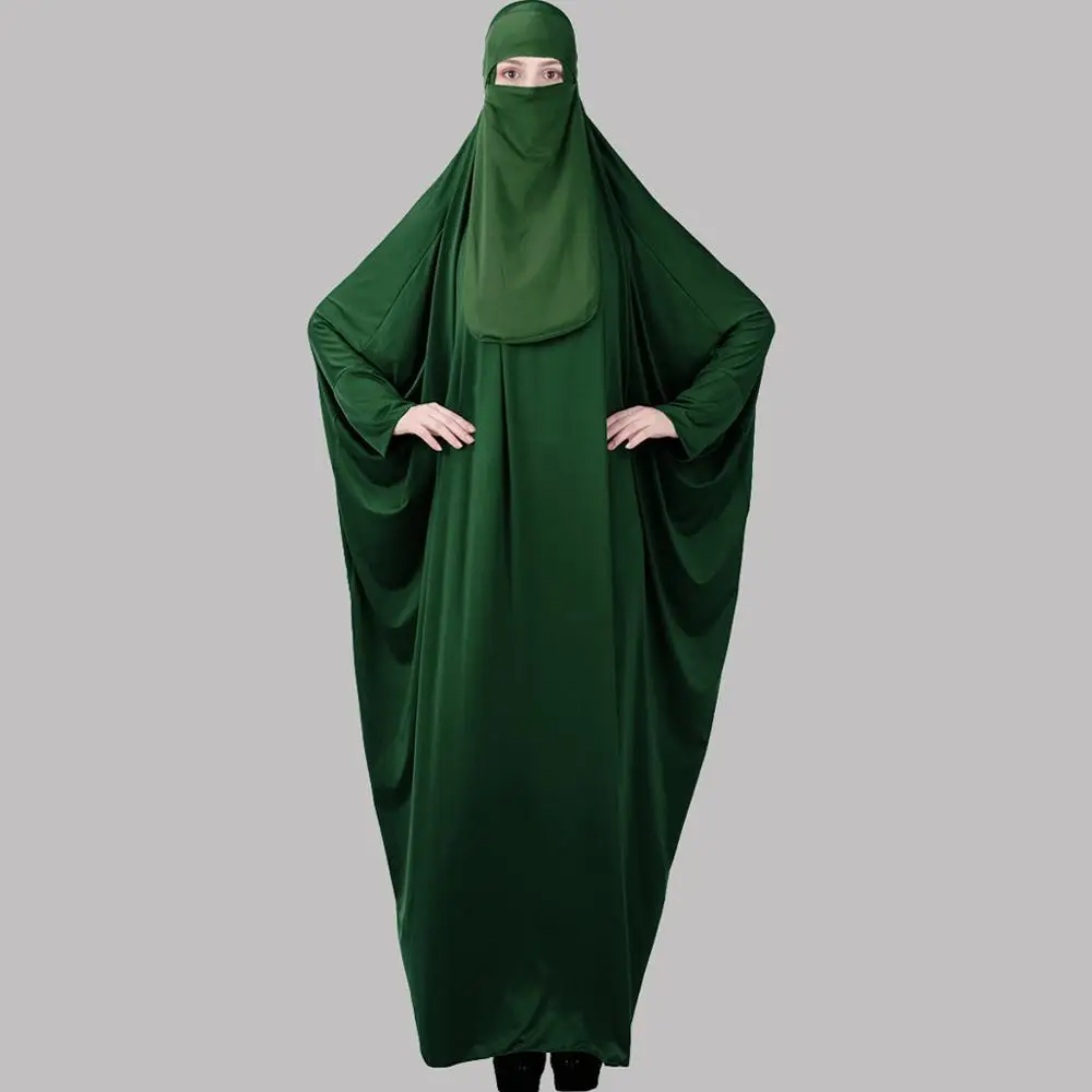 

Muslim Women Set Jilbab Niqab Set Overhead Two-Piece Prayer Outfit Islam Saudis Abaya Hajj and Umrah Hijab Dress Burqa Headcover