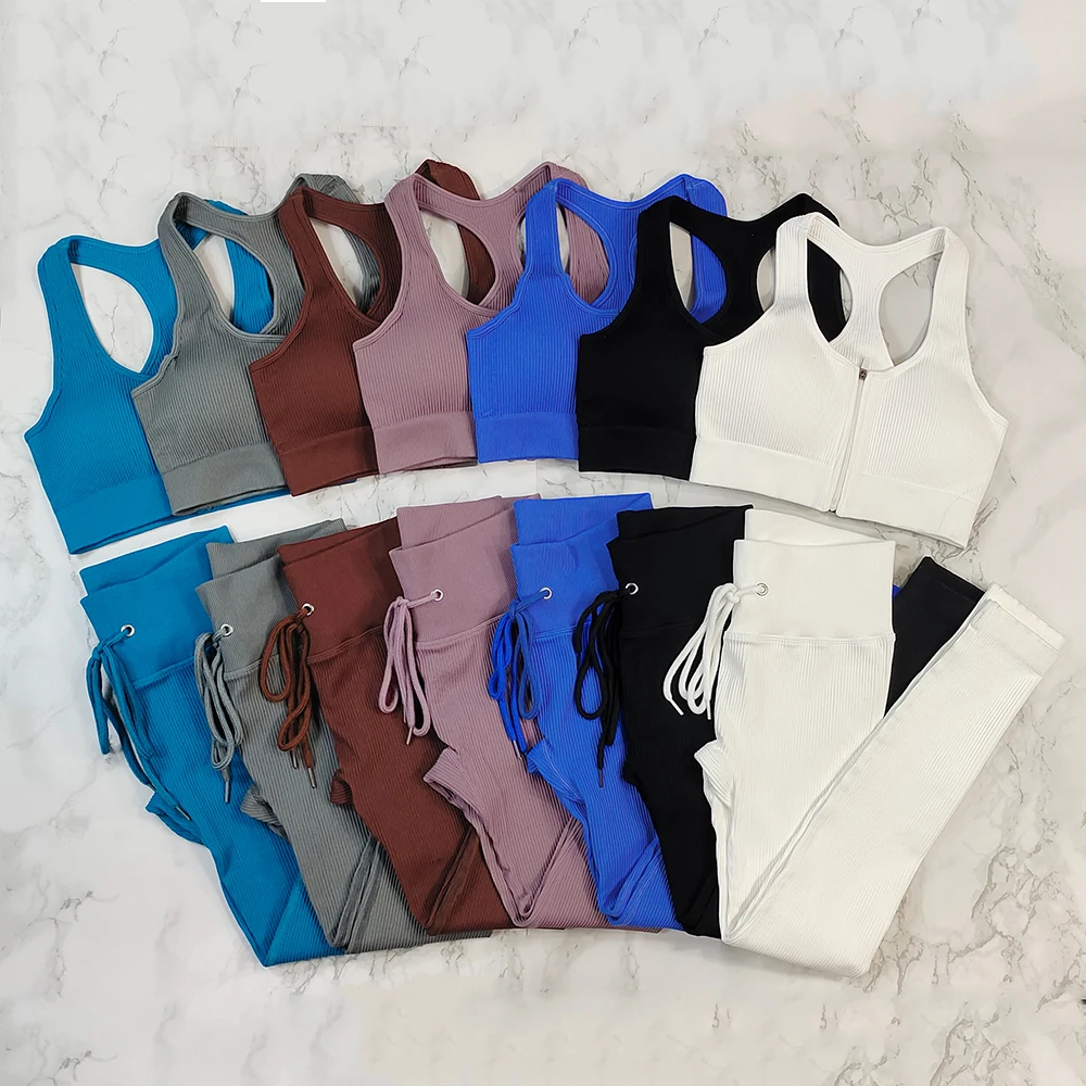 Комплект Спортивный Женский бесшовный комплект из бюстгальтера и леггинсов