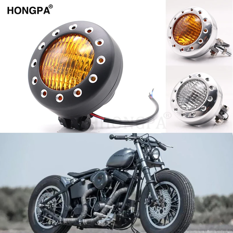 Черный мотоциклетный головной светильник лампа для Harley H D Bobber кафе racer Chopper на