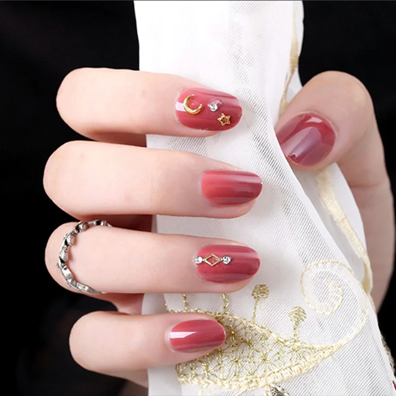 style12 24 шт., цветные декоративные накладки на ногти для свадьбы, невесты, искусственные накладки на ногти с клеем для девочек - Цвет: style12