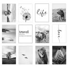 Черный, белый цвет Лев птица стены искусства плакат Природа Дерево пейзаж живопись на холсте скандинавский принт современная картина рисунок на стену для домашнего декора