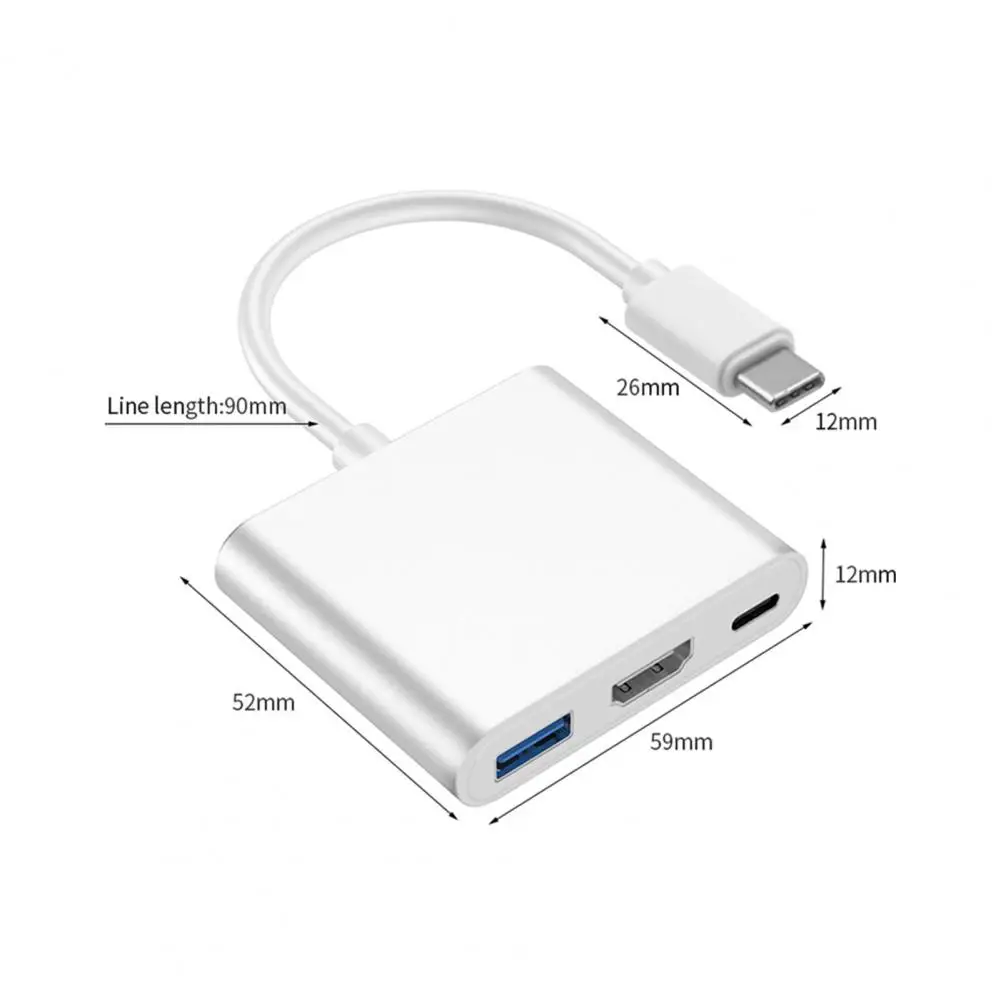 

4 in 1 Type-C to HDMI-compatible/USB/PD Port Hub Adapter Converter Card Reader for MacBook