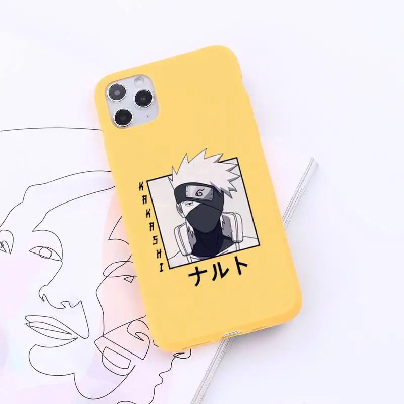

Naruto kakashi cute japanese anime luxury protective Phone Case Candy Color for iPhone 6 7 8 11 12 s mini pro X XS XR MAX Plus