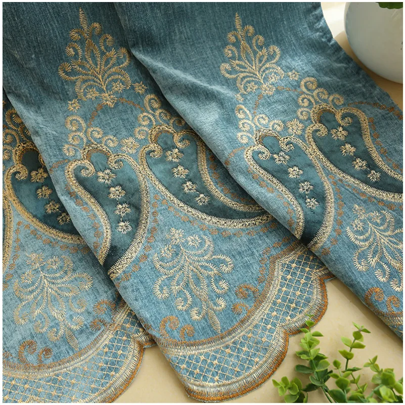 

Luxurious European Chenille Embroidered Curtain Thickened Shading Bedroom Modern Curtains for Living Room Dining Room Curtains
