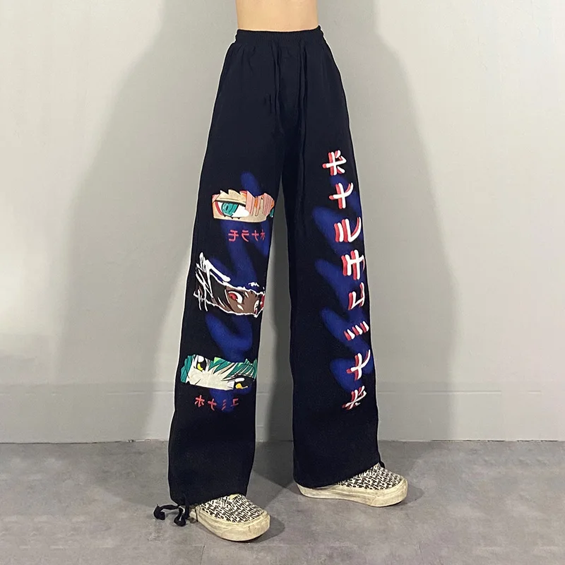

Hip Hop Wide Leg Pants Women Japanese Streetwear Cartoon Graffiti Pants Women Korean Style Loose Trousers Aesthetic Pants