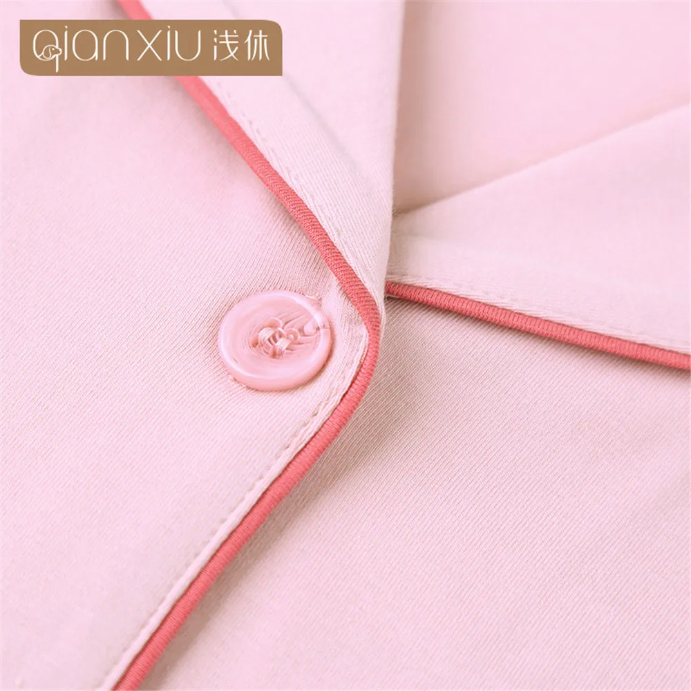 

Cotton Women's Sleepwear Soft Pajama Sets Single-Breasted Short Sleeve Pj Couples Pajama Set Spring Summer Female Pyjamas