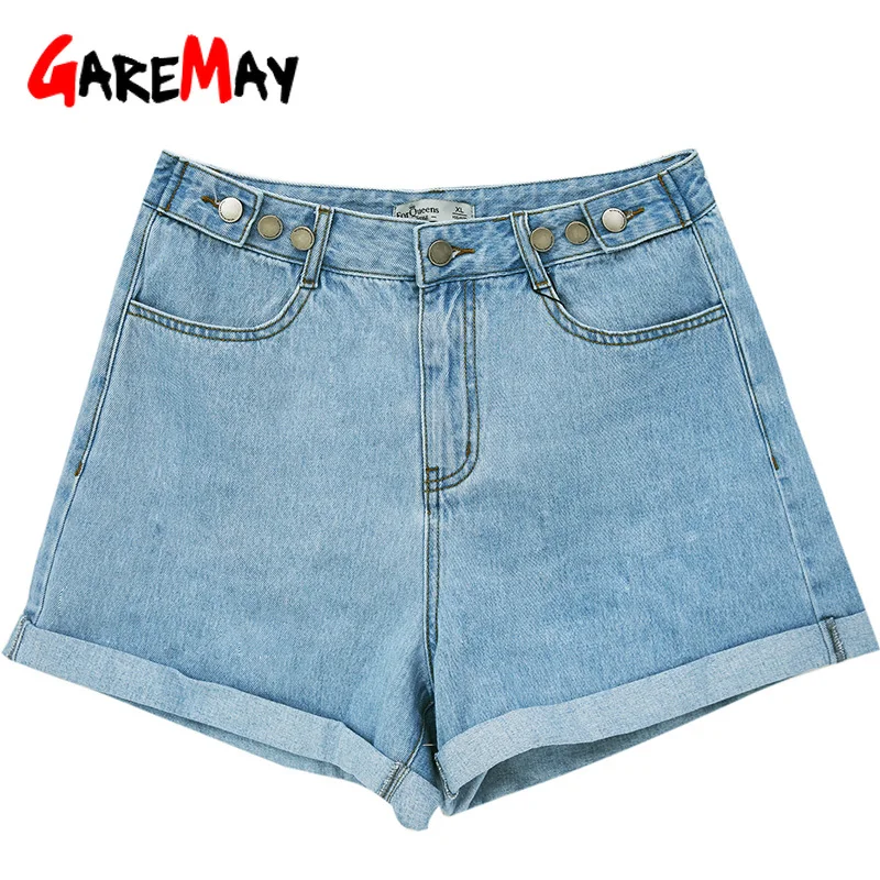 

Garemay Women's Denim Shorts Classic Vintage High Waist Blue Wide Leg Female Caual Summer Ladies Shorts Jeans For Women