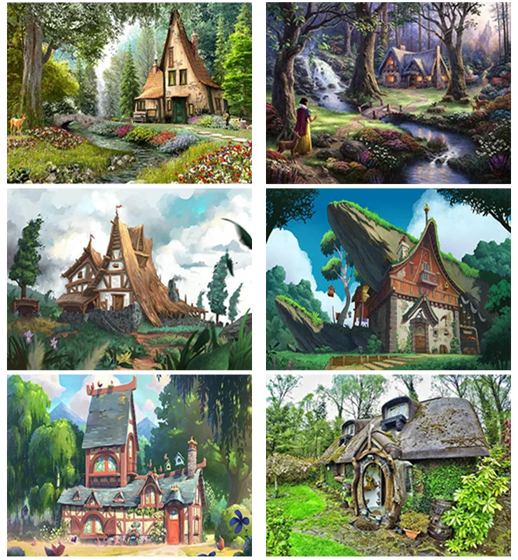 

DIY 5D Diamond Painting Full Round Drill Resin Mosaic Diamond Embroidery Cross Stitch Kits Needle Arts Countryside Catle House