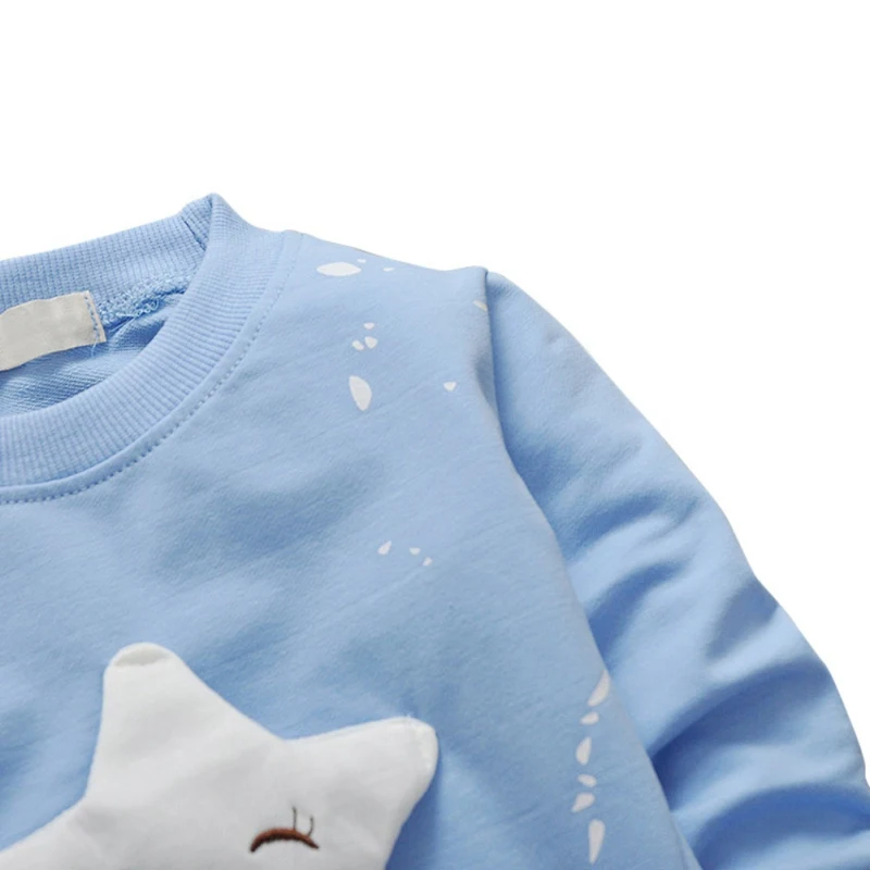 

Cotton Long Sleeve T-shirt Casual Style Pullover Kids Girls Boys Star Pattern Printed Clothing New