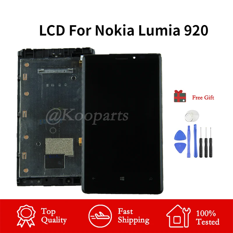 

Оригинальный ЖК-дисплей для Nokia Lumia 920, ЖК-дисплей с сенсорным экраном, дигитайзер в сборе, с рамкой, 100% тестирование