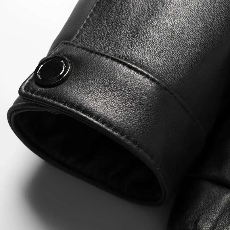 

New Arrivals Men's Genuine Sheepskin Leather Jackets Classic Black Leather Coats Moto Real Spring Autumn Bike S8640