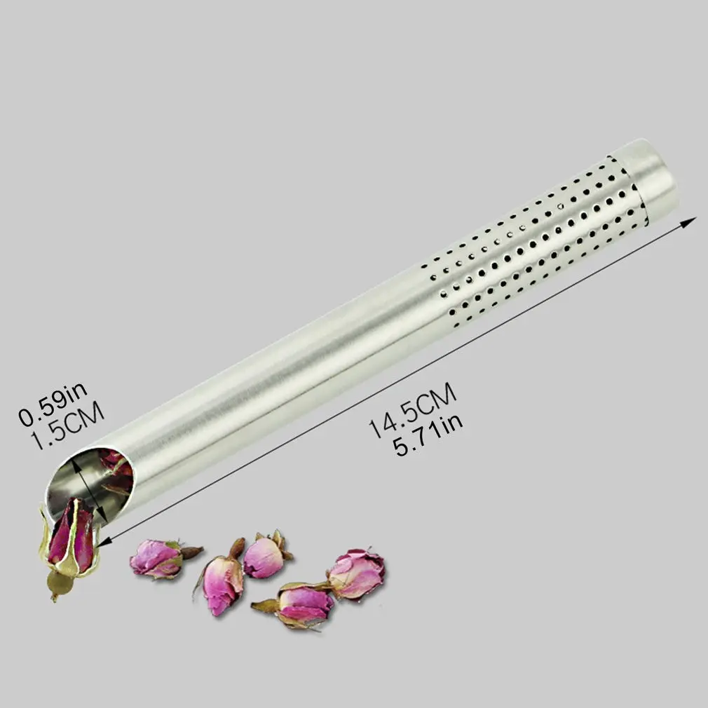 

304 Stainless Steel Long Handle Tea Strainer Creative Pipe Tea Drain Practical Kitchen Tool Coffee Flower Tea Filter