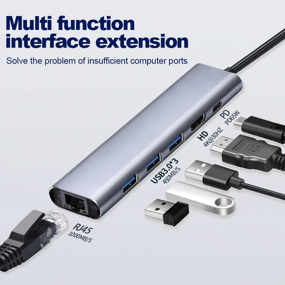 

USB-концентратор 2021 с 3 портами USB 3,0, 4K, HDMI, 65 Вт