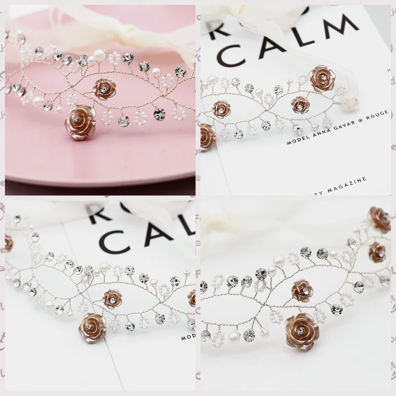Модные свадебные аксессуары для волос девочек повязка на голову с цветами и