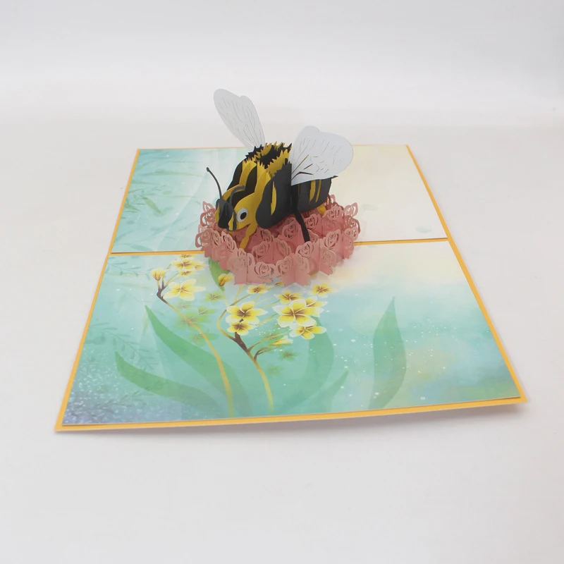 3D лазерная резка ручная работа красочная пчела бумажные приглашения открытка +