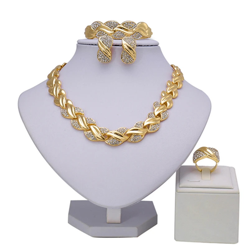 

Fani 2019 statement Jewelry Set Brand Dubai Gold Colorful Jewelry Sets Wholesale Nigerian Wedding woman accessories jewelry set