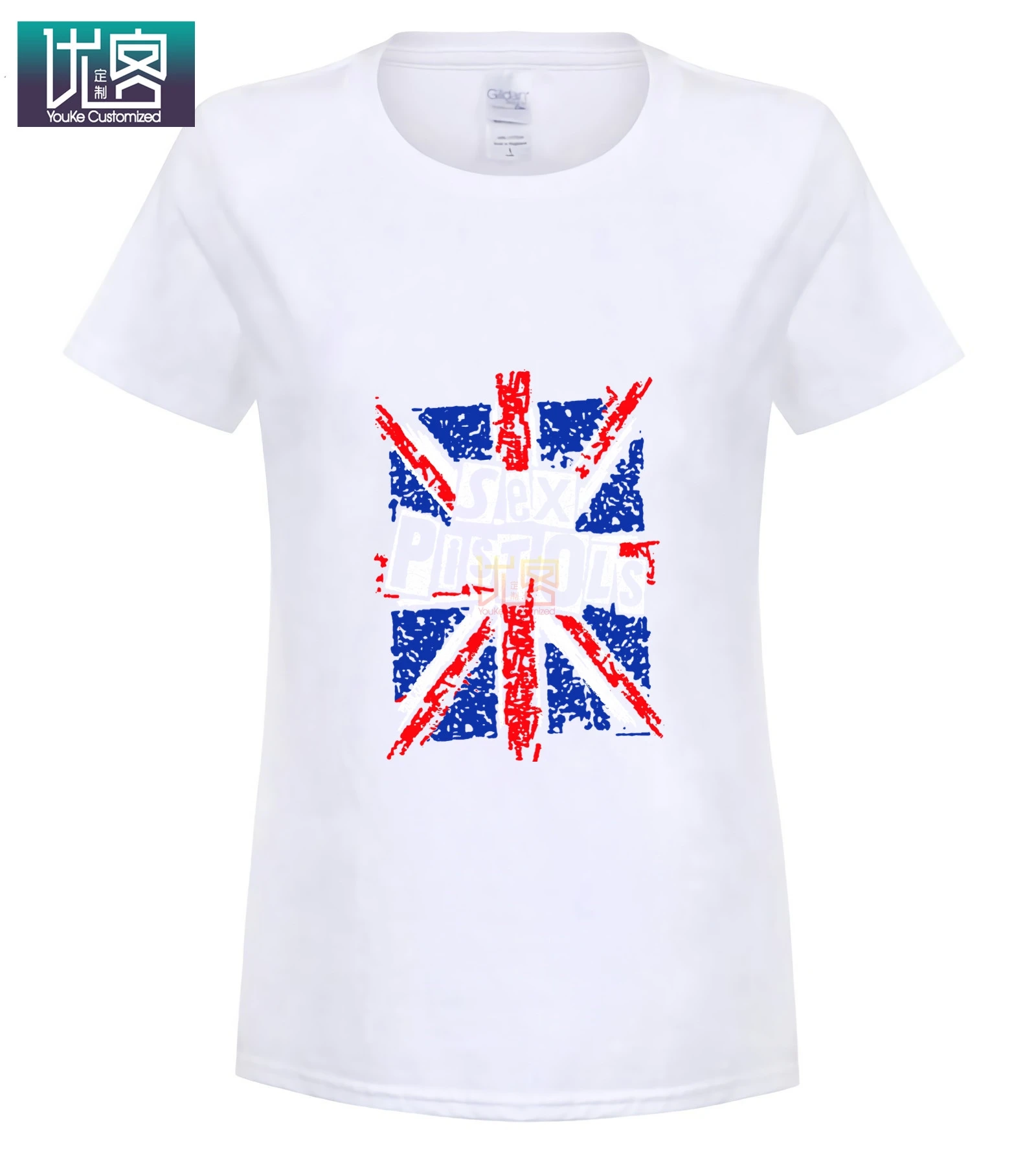 Sex Pistols Union Jack Женская Футболка-Черный удивительный короткий рукав Уникальный Повседневный короткий рукав Топ Хлопок Футболка подарок - Цвет: Women White