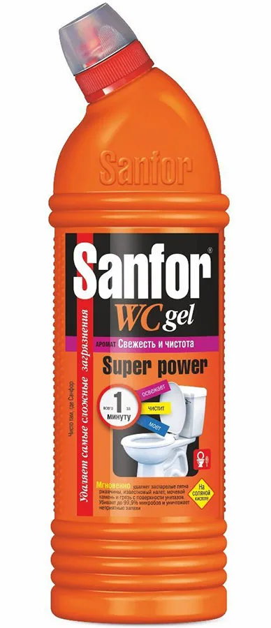 Sanfor WC gel cleaner for cleaning and disinfection super power 1L | Toilet Cleaner