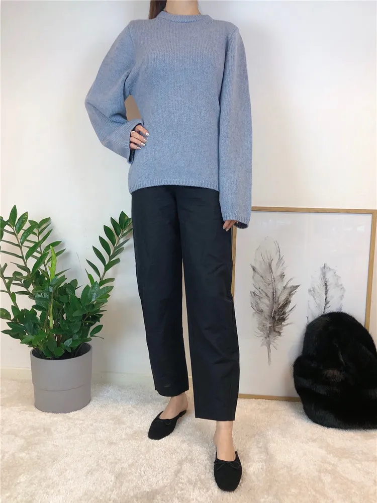

Three colors women's Sweater knitted O-neck loose top wool ladies knitwear long-sleeved pullover clothes fashion
