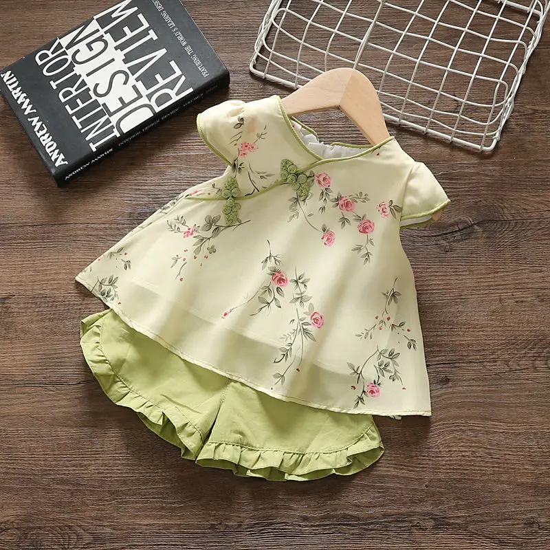 

2021 new suit girls Tang suit Hanfu summer super fairy Chinese style summer dress children retro suit children's clothing