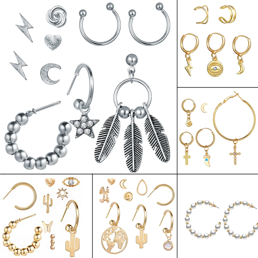 Женские серьги с подвеской в виде креста звезды Луны пера Глаз Земли кактуса