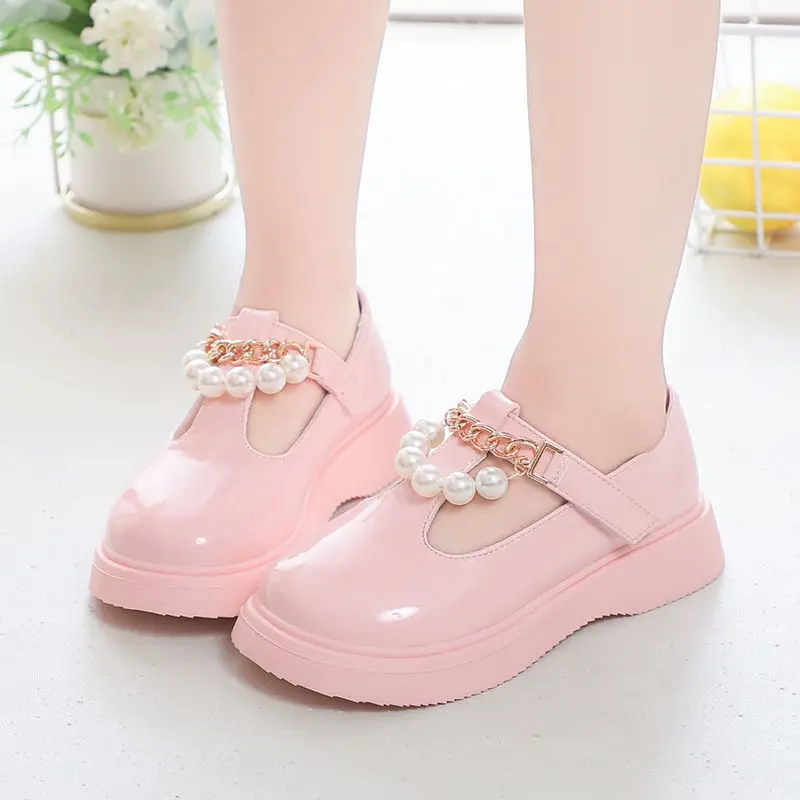 

2021 spring and autumn girls' leather shoes new black princess shoes children's western style soft sole dance shoes dress shoes