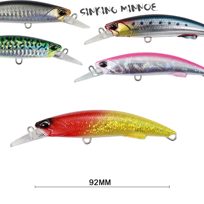92mm Wobblers Floating Minnow Long Casting New Model Hard Bait With Sequins Fishing Lures Tackle 2 Strong Hook | Спорт и развлечения
