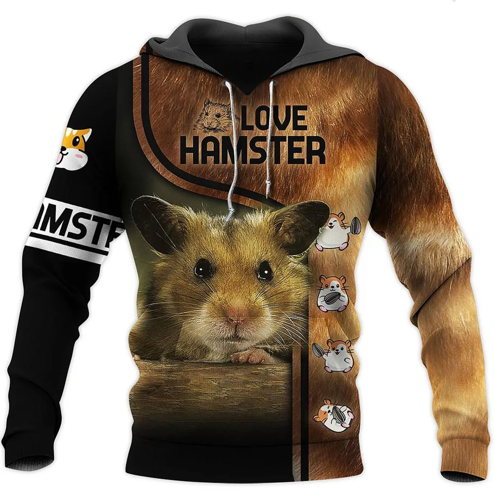 Новый продукт Топ с длинным рукавом смешной хомяк 3D печать унисекс толстовка на