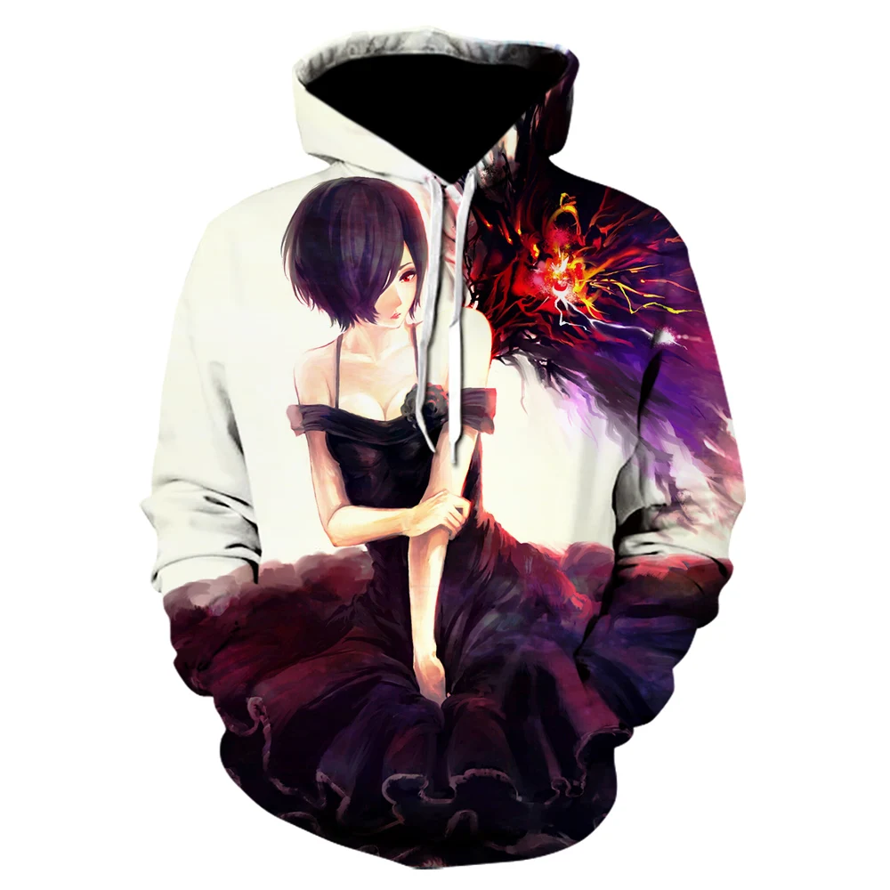 

2021 New Hot Selling Tokyo Ghoul 3D Printing Hoodies Ken Kaneki White Hoodie Japan Anime Cool Sweatshirts Tops Jacket
