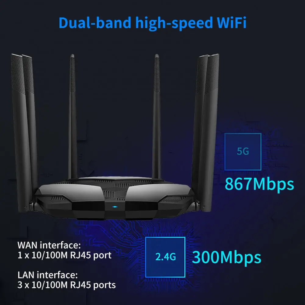 Легкий практичный безбарьерный Wi-Fi-роутер 2 4G Φ 1200 Мбит/с мощный беспроводной
