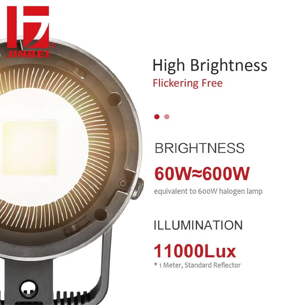 Светодиодный светильник JINBEI для фото и видеосъемки 60 Вт переменный ток 5500K CRI 95